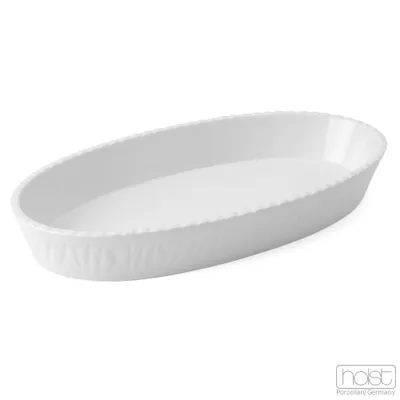 Produktbild von Feuerfeste Backform TOSCANA weiß oval 36 cm von Holst Porzellan / Backform / Ofenform / Auflaufform / Lasagneform / Gratinierform