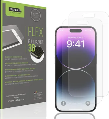 Image de 2x Full Cover mat Film pour Apple iPhone 14 Pro Max Film de protection ecrán