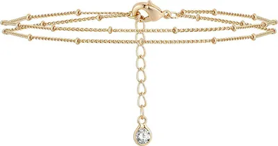 Produktbild von Elegantes doppellagiges Perlenkettenarmband mit Strasseinlage, verstellbare Verlängerungskette, weibliches Metallarmband