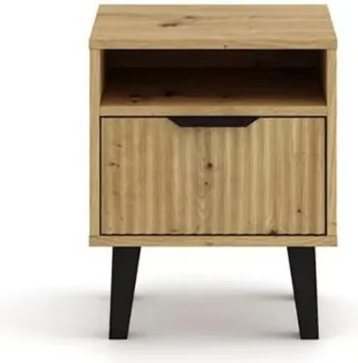 Image de Table de chevet Duo 40x48x39 cm table pour chambre chêne/noire