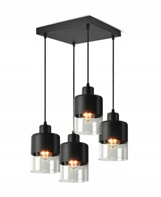 Zdjęcie produktu dla Lampa Sufitowa Wisząca Żyrandol Dual Glass 568-AZ4 LED E27 Black Edition