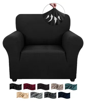 Productafbeelding van Bankhoes, 1-zitter, jacquard, elastisch, antislip, wasbaar, zwart