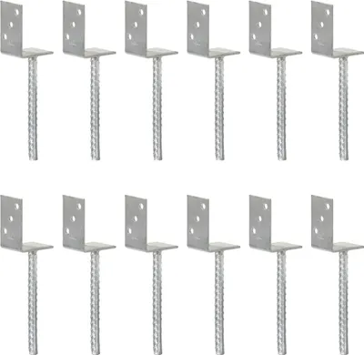 Produktbild von Zaunanker 12 Stück Silber 8x6x30 cm Verzinkter Stahl
