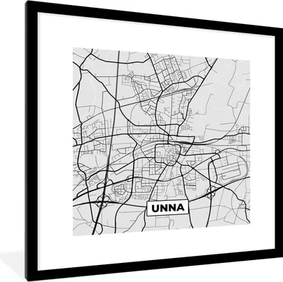 Produktbild von MuchoWow® Gerahmtes Poster Deutschland - Stadtplan - Unna - Karte 40x40 cm - Poster mit Schwarzem Bilderrahmen Wandposter Rahmen Foto Bilder - Poster - Plakat im Rahmen