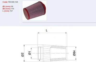 Produktbild von BMC Luftfilter konisch 60 mm - FBSS60-128