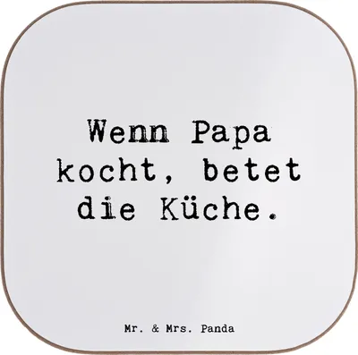 Produktbild von Mr. & Mrs. Panda Personalisierter Untersetzer Vater Koch - Weiß - Geschenk, personalisiert, Geburtstage, Lächeln, Vaterliebe, Glasuntersetzer, Schutzengel, Kochen, Liebe