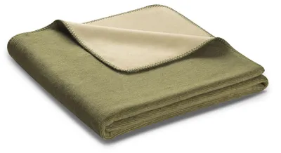 Produktbild von Biederlack Plaid mit Zierstich Melange Doubleface Farbe oliv-sahara Größe 150 x 200