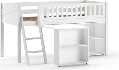 Produktbild von Kinderbett Karyl 208x114x135 Massivholz Weiß Regal