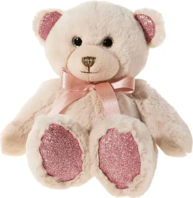 Produktbild von Heunec Kuscheltier Bär PEARLIE Taupie mit Rosé-Schleife klein, Plüschtier, 18 cm Teddybär