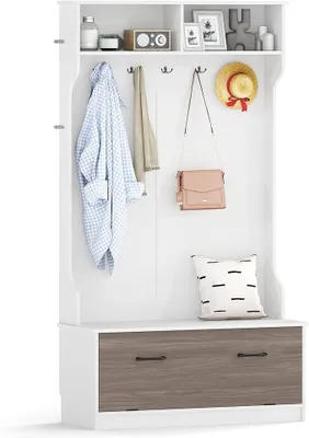 Imagen del producto de Perchero, soporte para ropa con armario para zapatos (blanco)