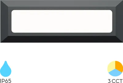 Image de Applique murale LED Braytron noire pour extérieur, IP65 – 3 W | Température de couleur 3 en 1 | Éclairage d'escaliers et de marches