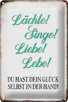 Produktbild von Blechschild Spruch 20x30cm Lächle Singe Liebe Lebe Glück