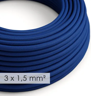 Immagine prodotto di Creative-Cables Cavo elettrico in tessuto, Sezione 3x1,50, 50 m, Blu RM12, Rotondo, Effetto seta