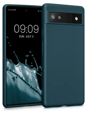 Produktbild von kwmobile Handyhülle für Google Pixel 6a Hülle - Silikon Case metallisch schimmernd - Schutzhülle Cover - Metallic Petrol