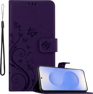 Image de Cadorabo Housse pour Samsung Galaxy S25 Housse en FLORAL FONCE LILA Housse de protection au design floral avec fermeture magnétique, fonction de rangement et porte-cartes Book Case Cover