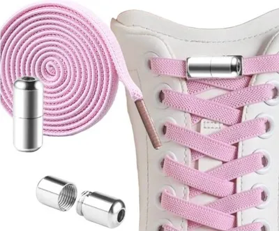 Produktbild von Elastische Schnürsenkel ohne Bindung mit Metallschnalle, Rosa, 100 cm