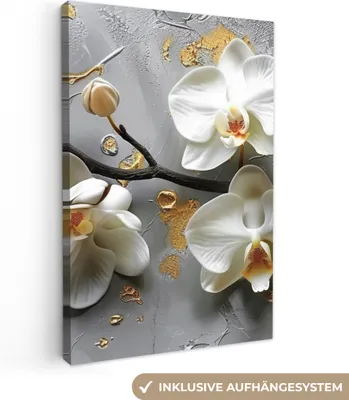 Produktbild von MuchoWow® - Leinwandbilder - Blumen - Orchidee - Abstrakt - Modern, Wandbild, Wanddeko Bilder Wohnzimmer, 40x60 cm