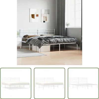 Produktbild von The Living Store Bettgestell mit Kopfteil Metall Weiß 183x213 cm