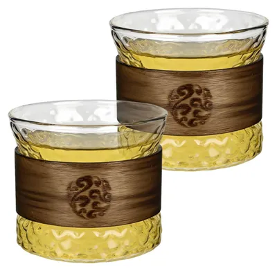 Produktbild von Set aus 2 Cappuccinotassen mit Walnussholzummantelung