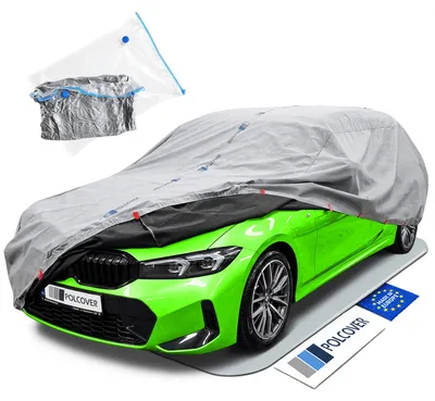 Produktbild von POLCOVER Autoabdeckung Wasserdicht Abdeckplane Auto Atmungsaktiv Sonne, Staub, Hagelschutz, UV-Schutz L (455-476 cm) 7 mm Kombi - Autoplane Autohülle Winter & Sommer