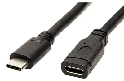Produktbild von USB-Verlängerungskabel (3.1), USB C (M) - USB C (F), 1m, schwarz, Kunststoffbeutel