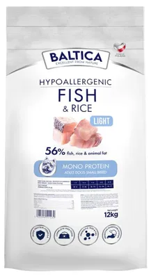 Zdjęcie produktu dla Baltica Adult Light Ryba z Ryżem XS/S 12kg Hipoalergiczna Sucha Karma Dla Psów Miniaturowych i Małych Ras
