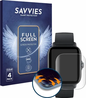 Produktbild von 4x Savvies Fullscreen Schutzfolie für Huami Amazfit GTS 3 Displayschutz Folie Fullcover Klar Transparent