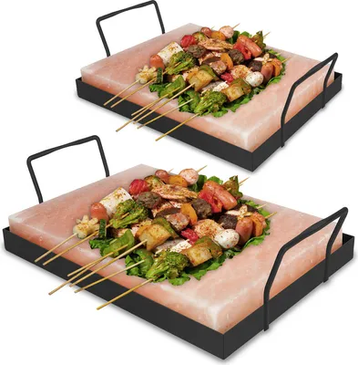 Produktbild von Jopassy Salzstein mit Halter Grill-Salzstein 30x20x3cm Set Yakiniku CHEF BBQ XL Grillen 2X