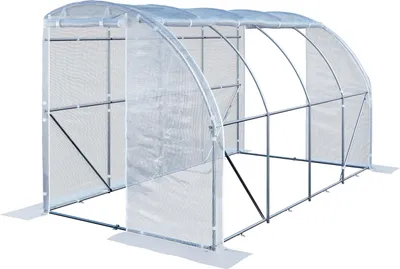 Produktbild von TOOLPORT Anlehn Foliengewächshaus 2x4 m PE 180 g/m² UV stabilisiert Gewächshaus mit Stahlrahmen verzinkt Tomatenhaus Treibhaus mit Seitenfenstern