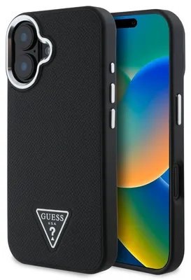 Produktbild von Etui Guess Genarbtes Dreieck Magsafe Na Iphone 16 - Czarne