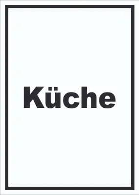 Produktbild von Küche Schild mit Text Kitchen cucina hochkant A2 Rückseite selbstklebend