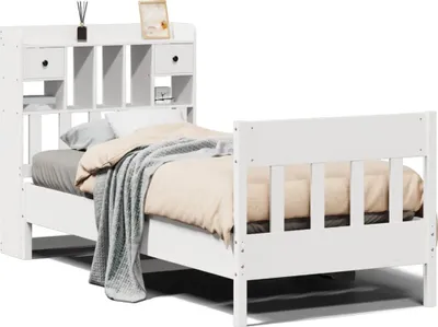 Produktbild von vidaXL Massivholzbett ohne Matratze Weiß 75x190 cm Kiefernholz