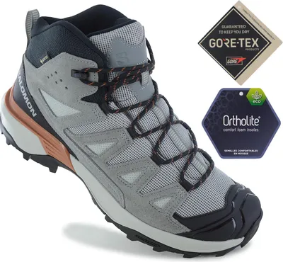 Image de Salomon X ULTRA 360 Leather Mid - GORE-TEX - Chaussures de randonnée pour hommes, bottes de trekking, couleur gris, référence 479796, taille européenne 48, taille britannique 12,5
