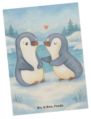 Produktbild von Mr. & Mrs. Panda Postkarte Pinguine trösten Design - Weiß - Geschenk, Mitbringsel, Freundin, Valentinstag, Grußkarte, Ansichtskarten, Hochzeitstag, Motivkarte, bildkarte
