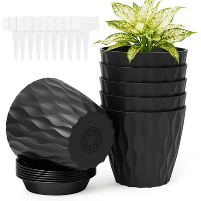 Immagine prodotto di Set di 6 vasi di plastica decorativi con fori di drenaggio