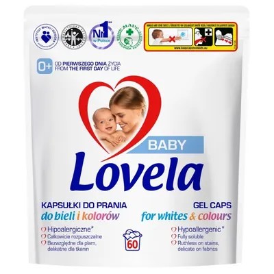 Produktbild von Lovela Baby Hypoallergene Waschmittelkapseln – Weiß- und Buntwäsche, 60 Kapseln