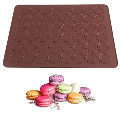Image de Plaque à macarons, 48 alvéoles, plaque en silicone pour macarons français, 38 x 28 cm