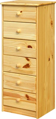 Produktbild von Möbilia Kommode | 6 Schubladen | Kiefer-Holz massiv | B 43 x T 35 x H 106 cm | natur-lackiert | 19020002 | Serie KOMMODE