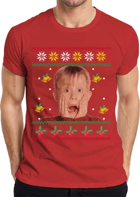 Produktbild von Kevin Allein Zuhause - Weihnachtsgeschenk Ugly Christmas Sweater Weihnachten Herren T-Shirt, Rot, XXL