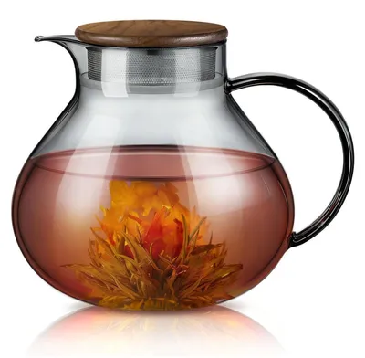 Image de Théière en verre, 1400 ml, avec filtre en acier inoxydable et couvercle résistant à la chaleur