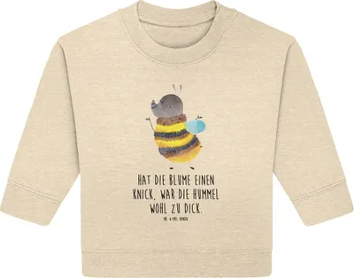 Produktbild von Mr. & Mrs. Panda Organic Baby Pullover Hummel flauschig 12. - 18. Monat - Natural Raw - Geschenk, Bullover, Biene, Lustige Sprüche, Blume, Natur