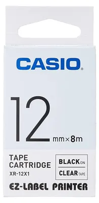 Image de Casio XR-12 X 12 mm noir sur transparent