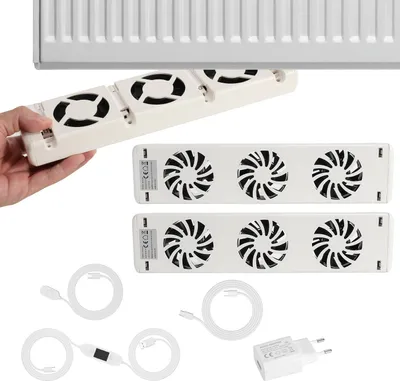 Produktbild von Eikuavons Heizkörperventilator 3 Lüfter, 2er-Set, Magnet, 60 CFM, Thermostat