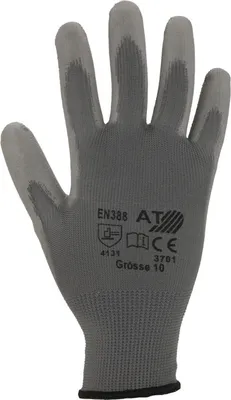 Produktbild von Asatex Handschuhe PolyurethanGr.9 grau Nylon Feinstrick m.Strickbund 12 Stk