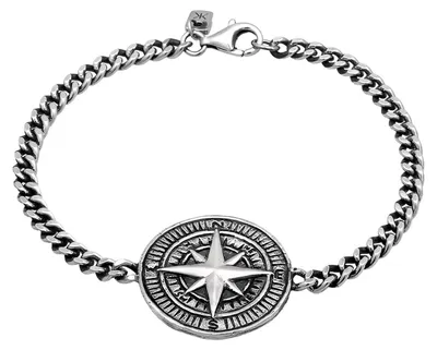 Produktbild von Silberne Armband mit Kompass und Windrose-Anhänger
