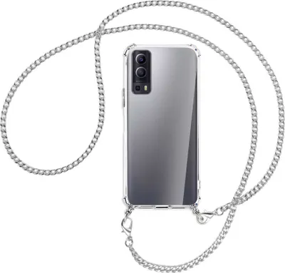 Produktbild von Handykette Backcover-Schutzhülle mit Band (Metall silberfarben) für vivo Y52 5G / Y72 5G / vivo iQOO Z3 - silberfarbene Kette
