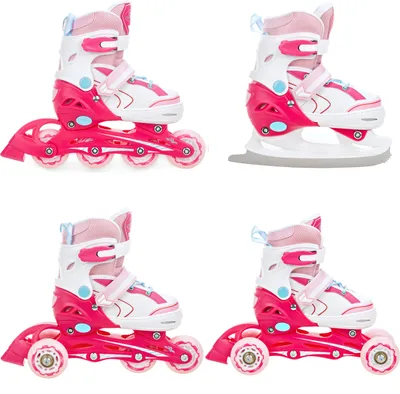 Produktbild von 4in1 Inlineskates Triskates Rollschuhe Schlittschuhe Raven Lia Pink 27-30 verstellbar