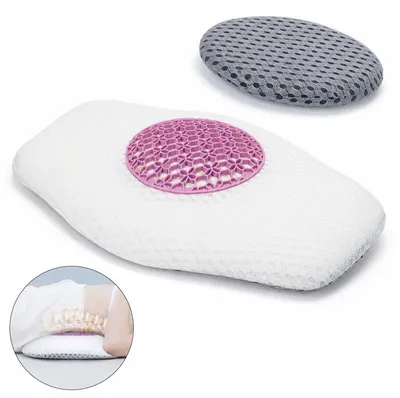 Produktbild von Lendenkissen ergonomisch Memory Foam, höhenverstellbares Rückenkissen mit Kühlfunktion, waschbarer Bezug für Bett, Sofa & gesunden Schlaf