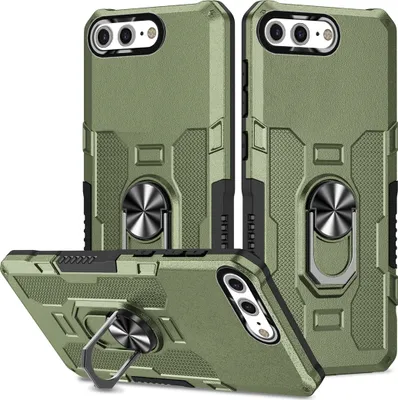 Produktbild von iPhone 8 Plus Hülle, Dual Layer Robuste Rüstung Ringhalter Ständer Schutzhülle für iPhone 8 Plus / 7 Plus / 6s Plus / 6 Plus Grün