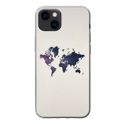 Produktbild von MuchoWow® Handyhülle Schutzhülle Hülle für iPhone 13 mini Weltkarte - Licht - Rot Silikon Softcase Handy Hülle - Softcase
